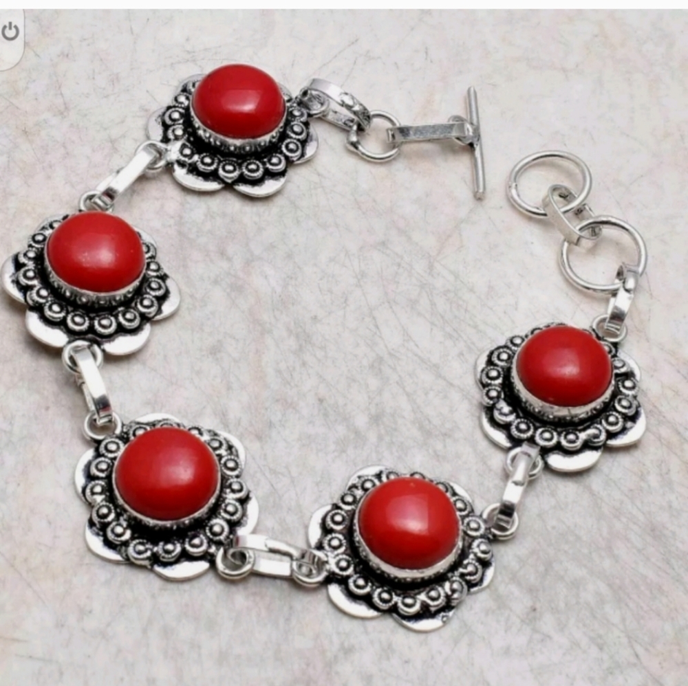 New coral sterling silver bracelet